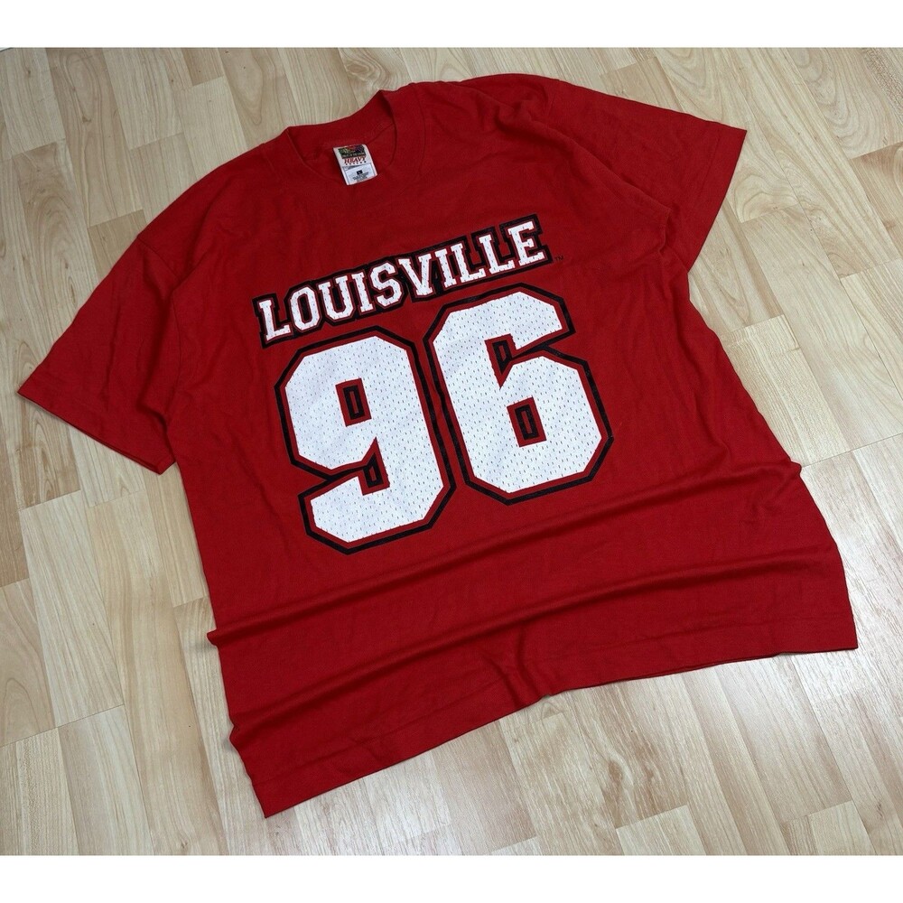 Vintage 90s Single Stitch Louisville Cardinals Graphic T-Shirt / Red / Large